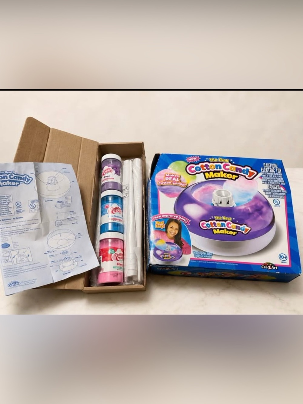 Cra-Z-Art Real Cotton Candy Maker Machine w/ 50 Cones & 3 Flavors